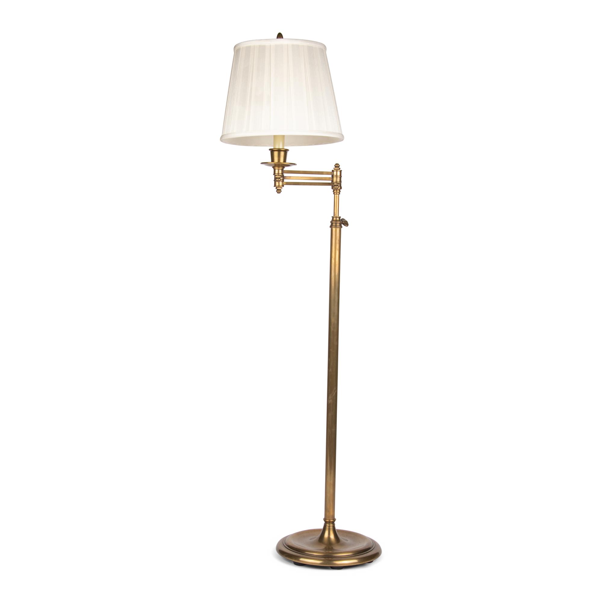 A Cantilevered Brass Floor Lamp