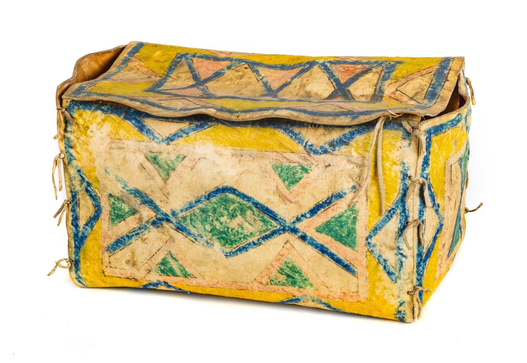 Lakota Sioux Polychrome Parfleche Box Second Half 19th Century