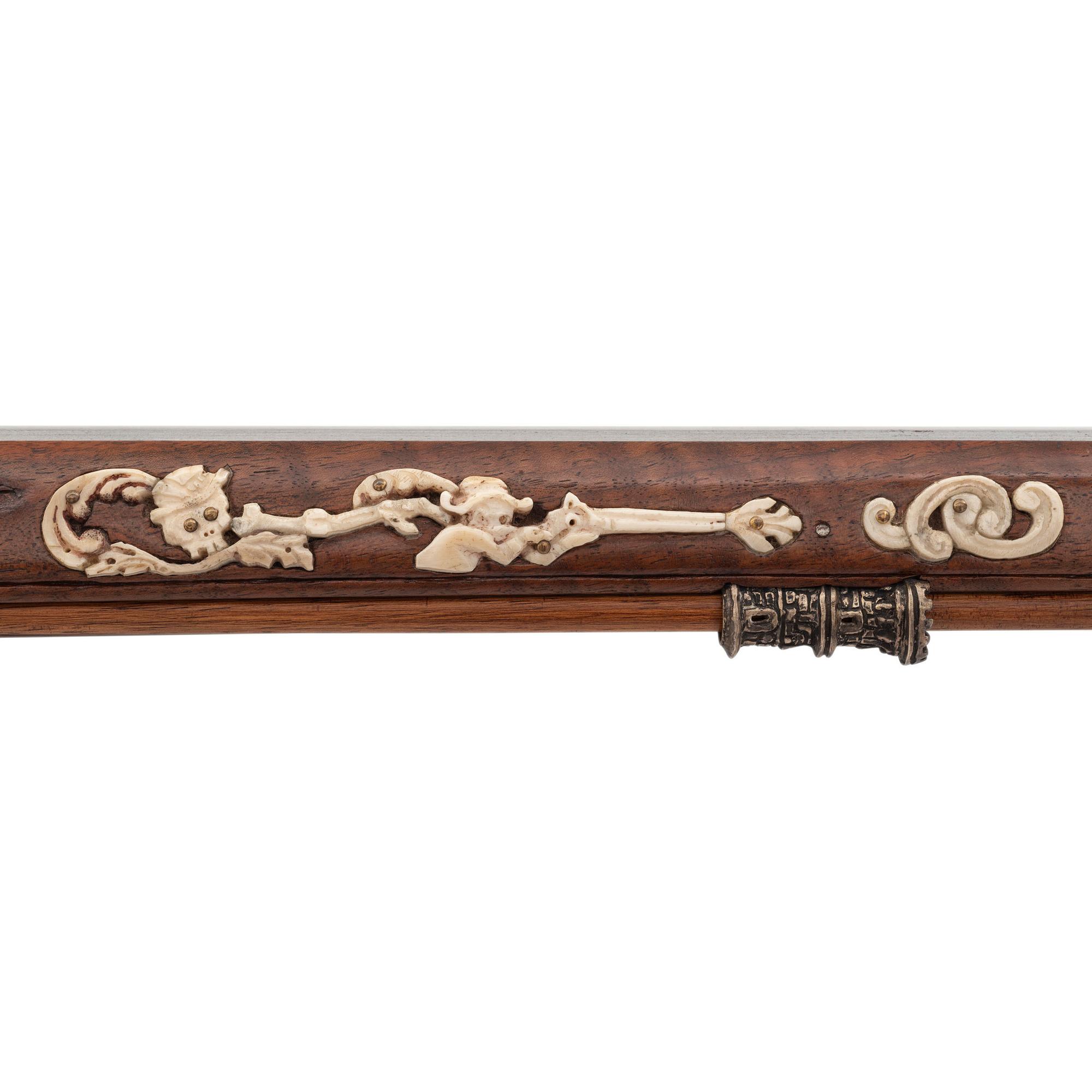 Contemporary Wheellock Rifle with Death Motifs by John B. Derrick (American, b.1936)