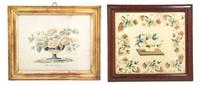 Two French Needlework Panels, Width of wider overall 15 3/8 inches.