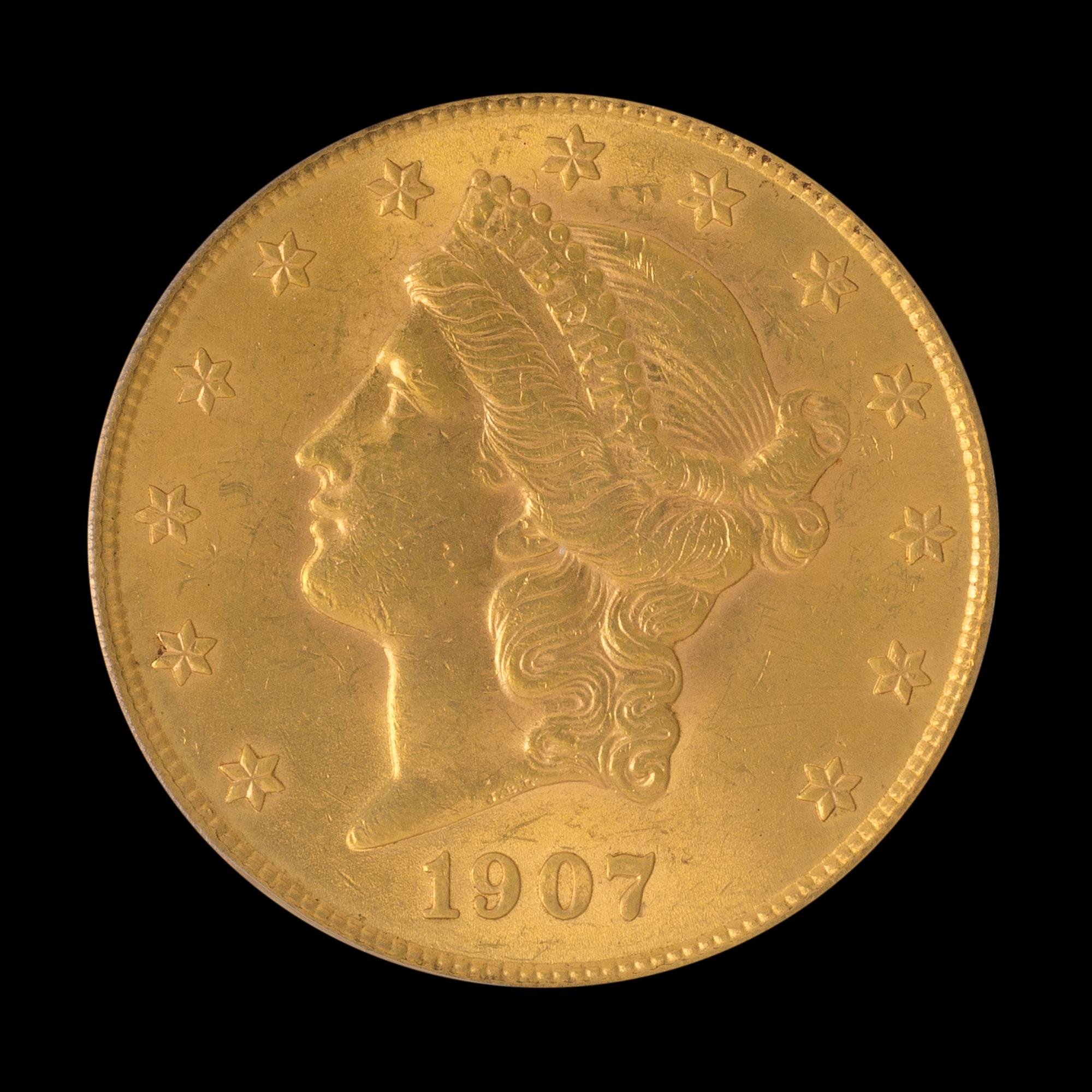 A United States 1907 Liberty Head $20 Gold Coin