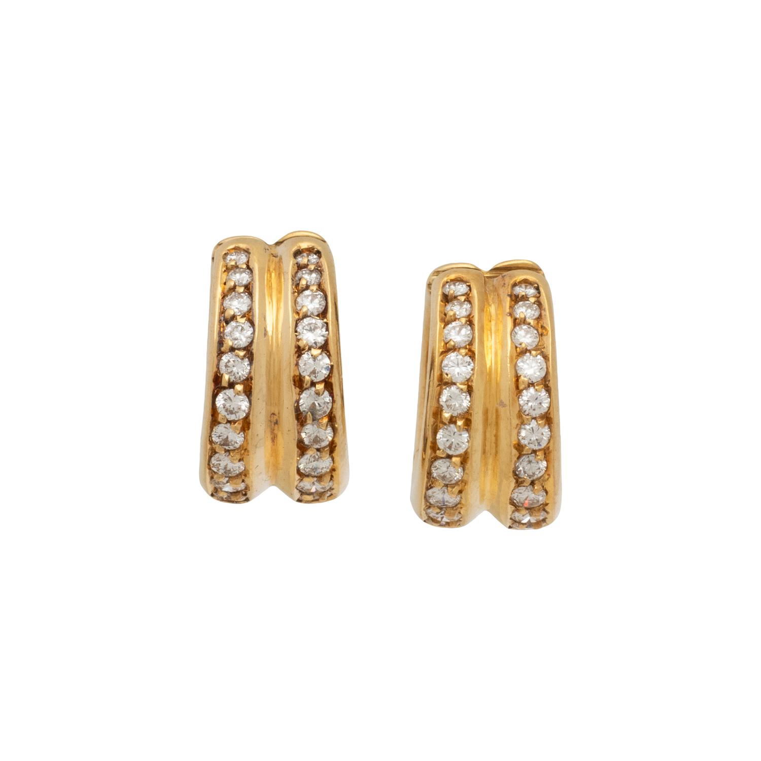 YELLOW GOLD AND DIAMOND HOOP EARRINGS