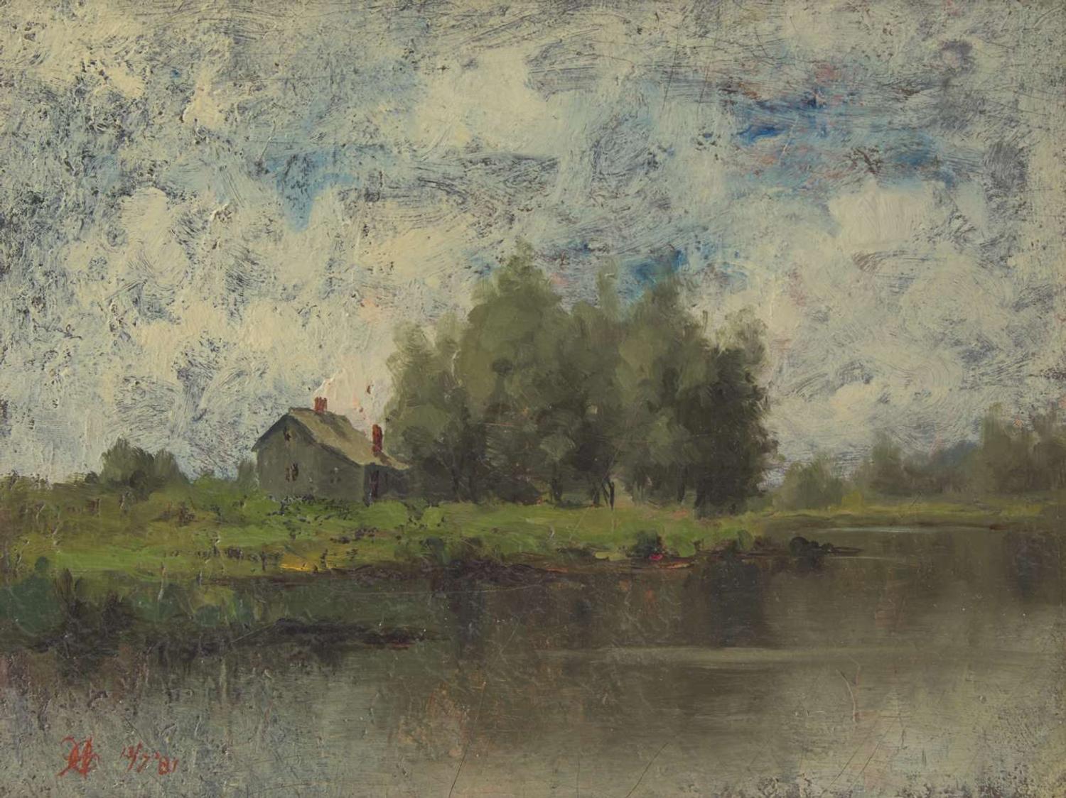 Charles Woodbury (American, 1864-1940) - House by a River