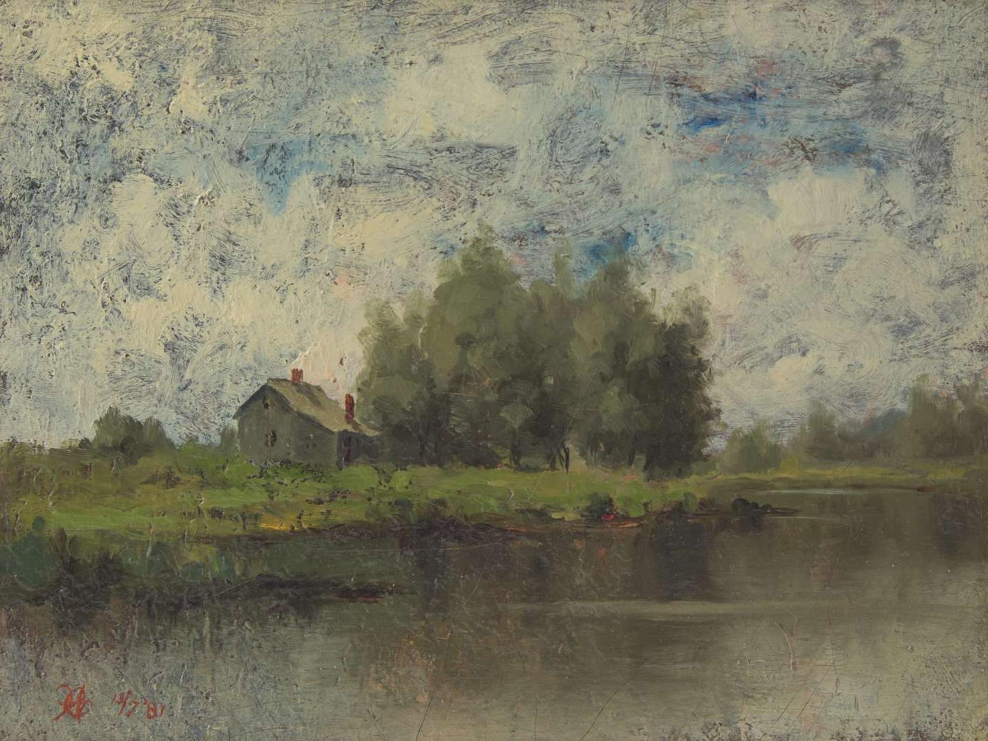 Charles Woodbury (American, 1864-1940) - House by a River