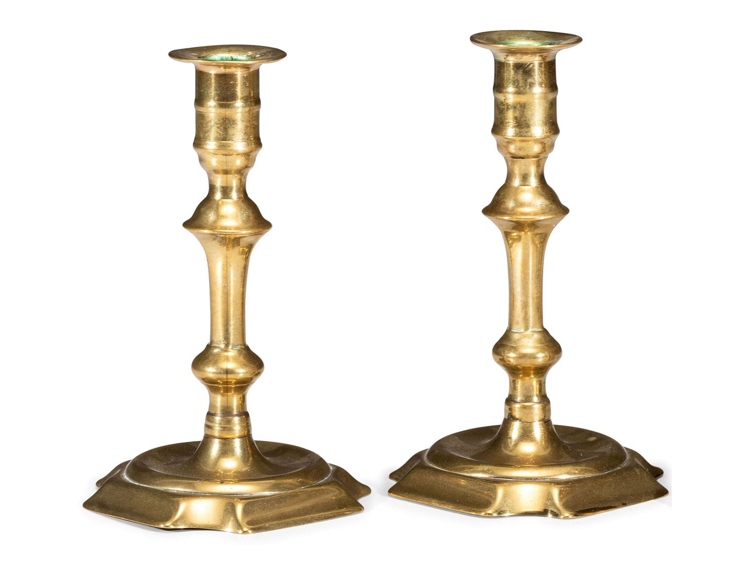 A Pair of English Brass Candlesticks