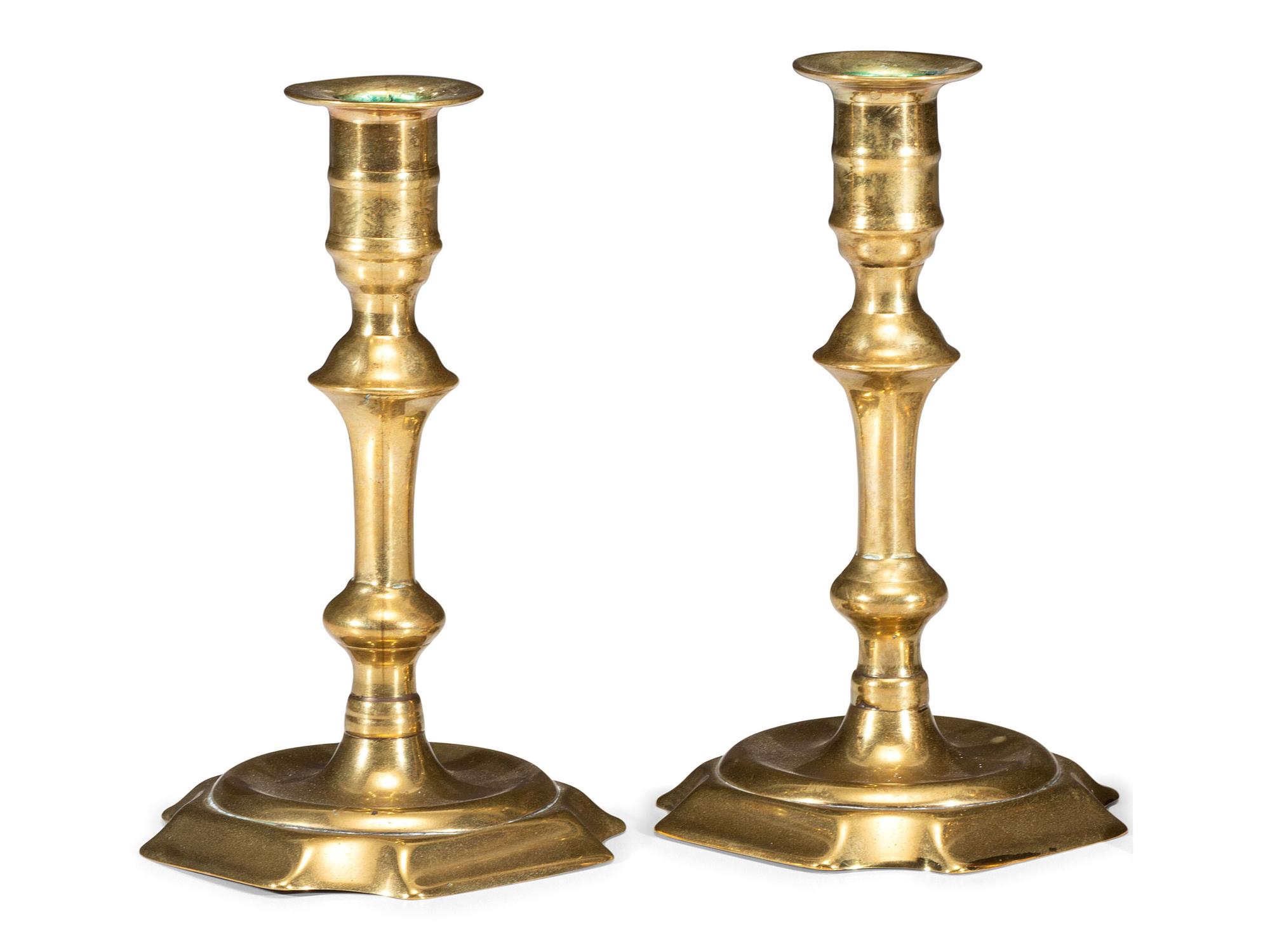 A Pair of English Brass Candlesticks