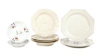 A Collection of Victorian Creamware and Porcelain Articles Diameter of first 10 inches.