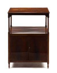 A George III Style Mahogany Side Cabinet, Height 32 1/2 x width 24 3/4 x depth 16 3/4 inches.