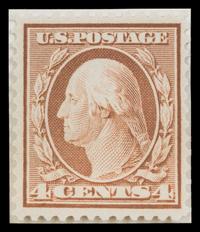 A United States 1909 Orange Bown Bluish Paper: George Washington 4-Cent Stamp — #360