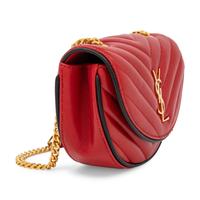 Saint Laurent, Mini Half-Moon Bag in Quilted Red Leather
