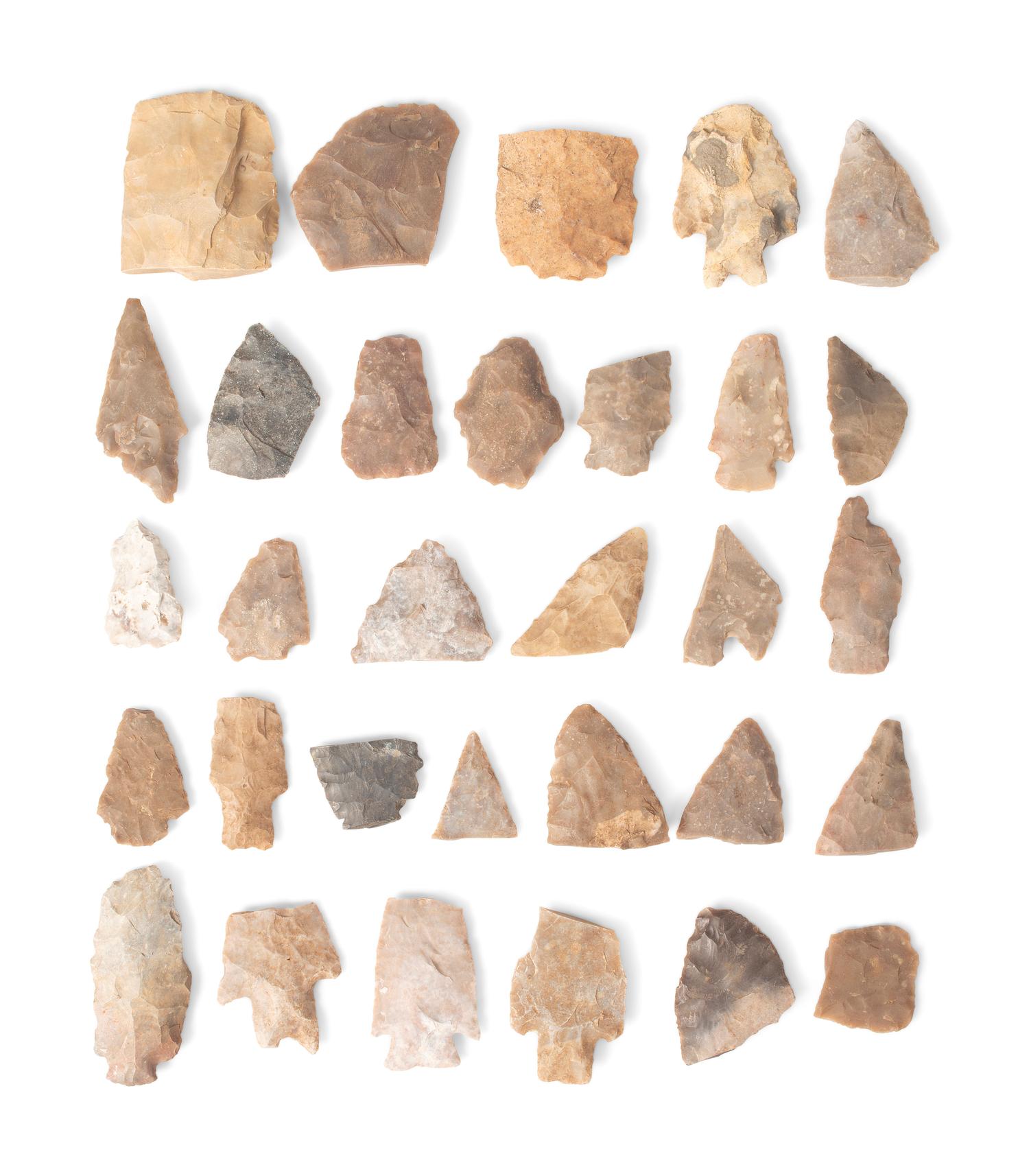 Frame of Large Point and Blade Fragments, From the Collection of Forrest Fenn