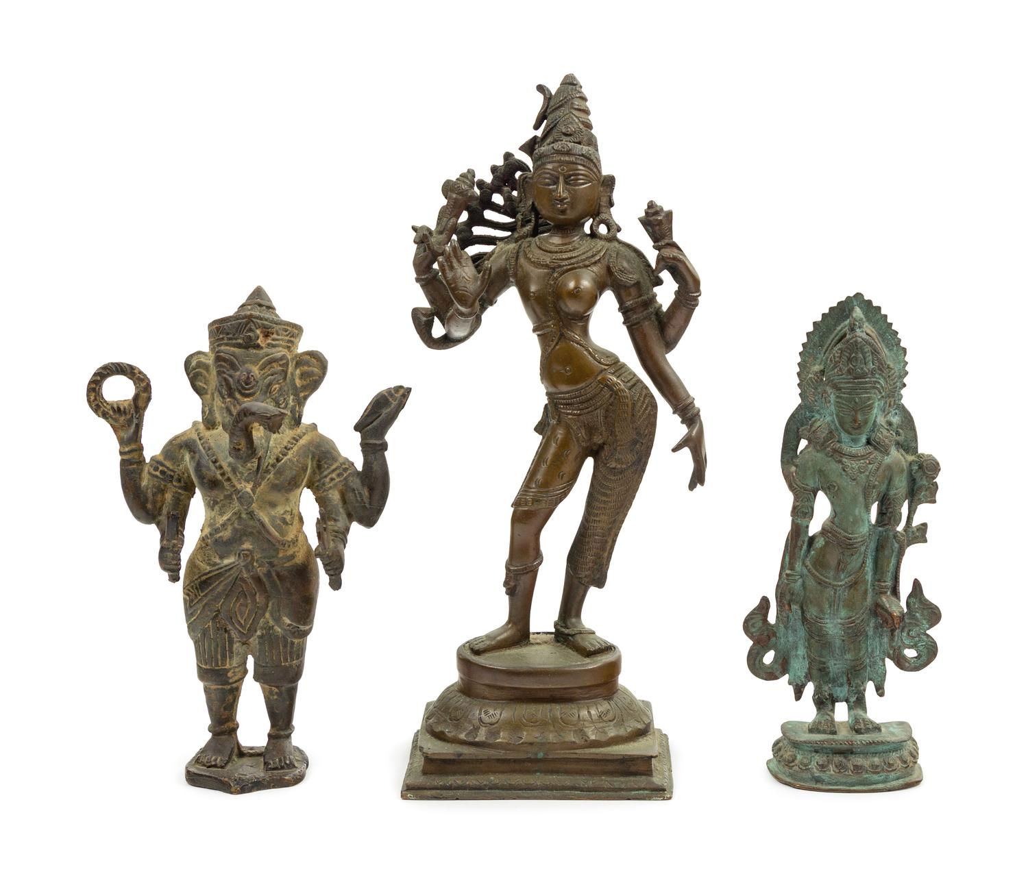 Three Indian Bronze Figures of Deities