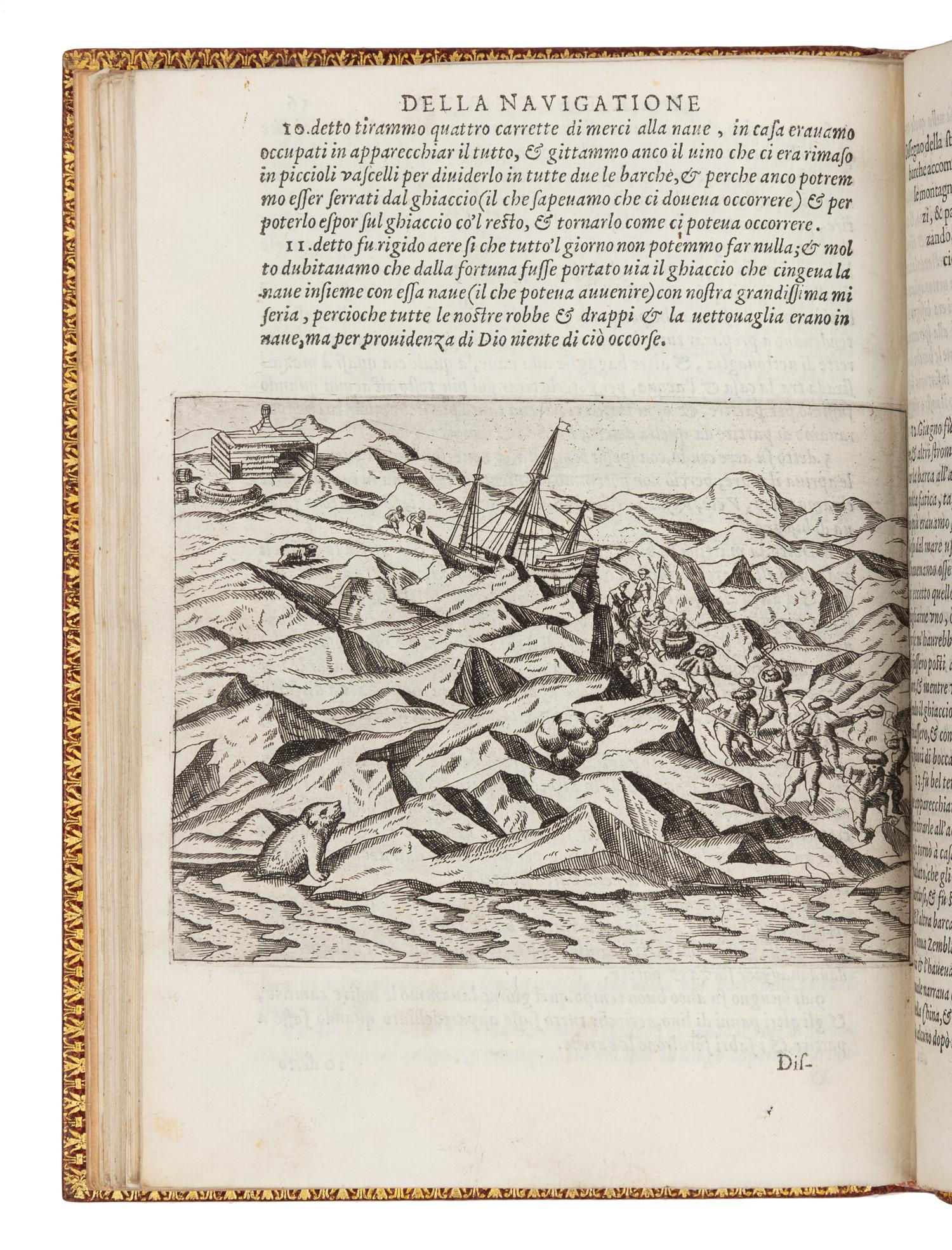 VEER, Gerrit de (ca 1570-ca 1598). Tre Navigationi fatte dagli Olandesi, e Zelandesi... Venice, 1599. FIRST EDITION IN ITALIAN.