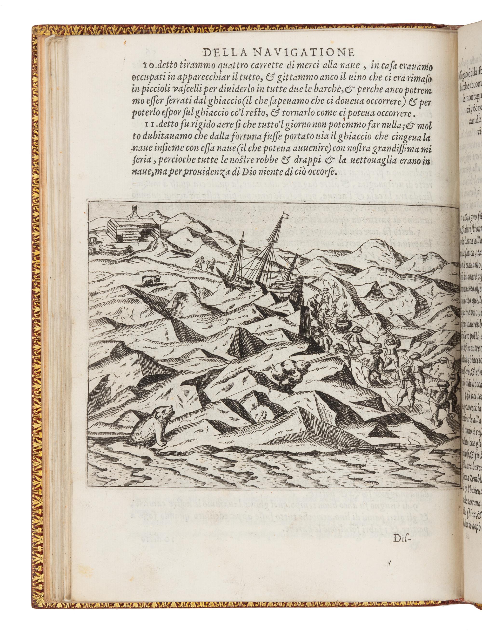 VEER, Gerrit de (ca 1570-ca 1598). Tre Navigationi fatte dagli Olandesi, e Zelandesi... Venice, 1599. FIRST EDITION IN ITALIAN.