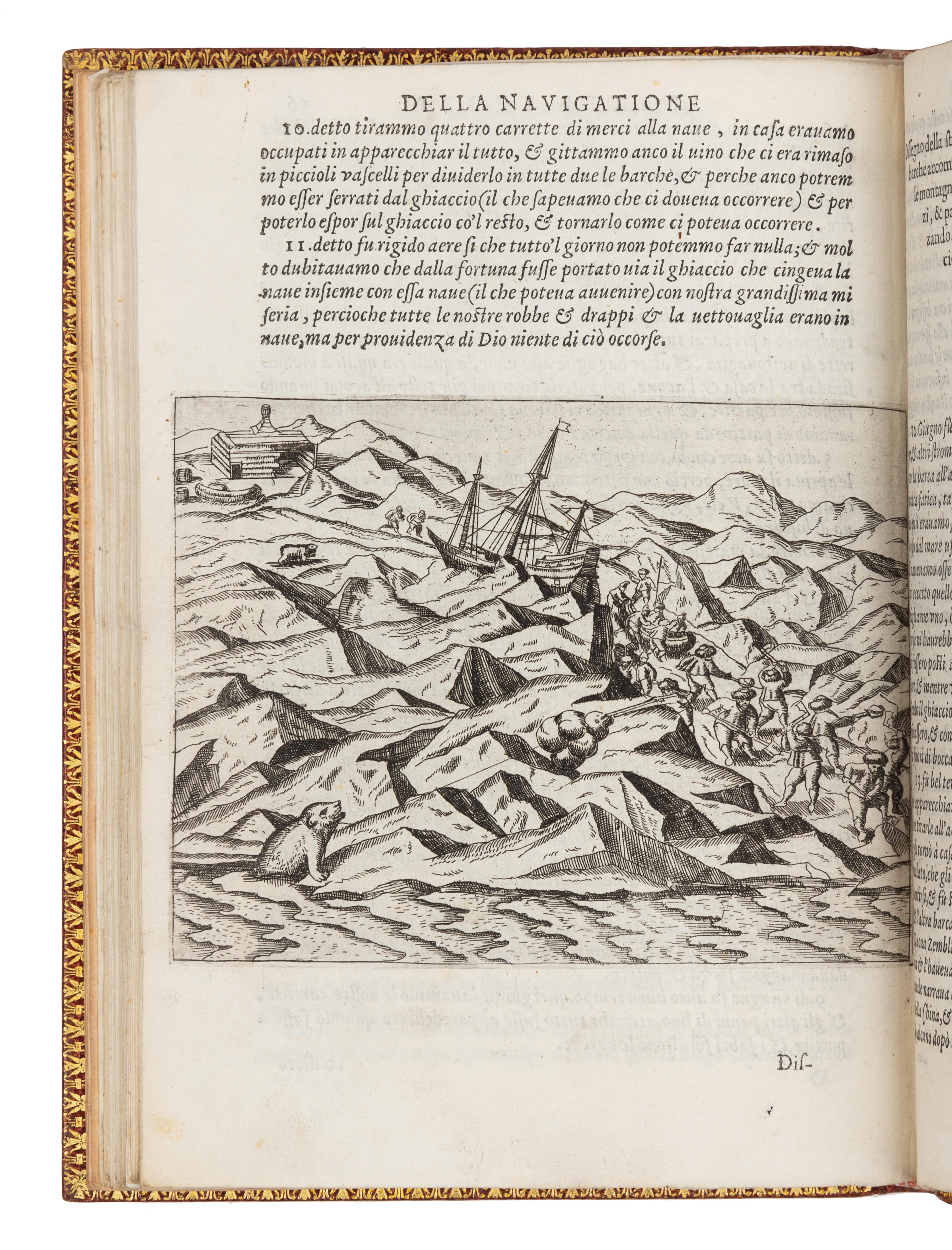 VEER, Gerrit de (ca 1570-ca 1598). Tre Navigationi fatte dagli Olandesi, e Zelandesi... Venice, 1599. FIRST EDITION IN ITALIAN.