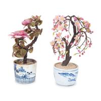 Two Carved Hard Stone Floral Bouquets