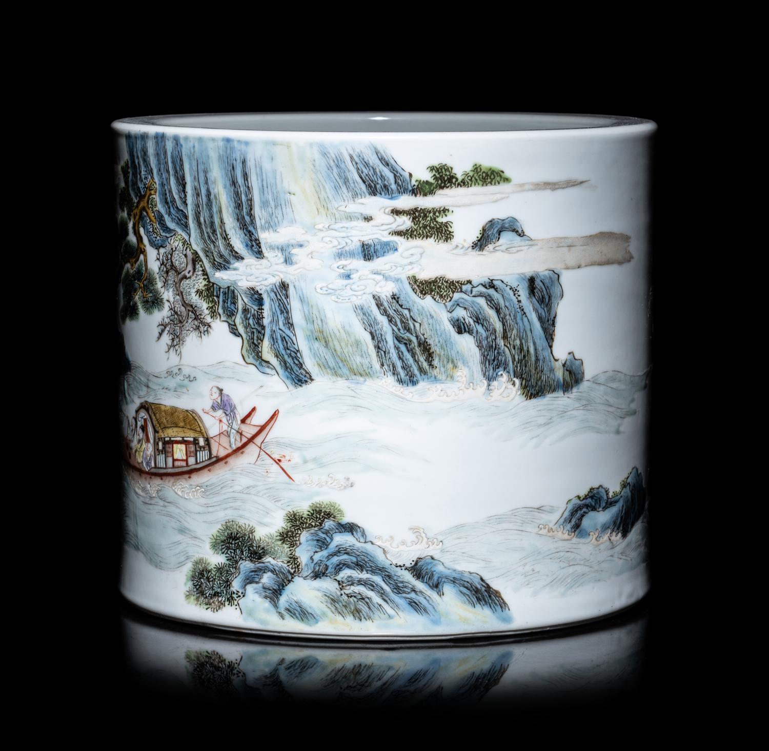 A Famille Rose Porcelain Brushpot, Bitong