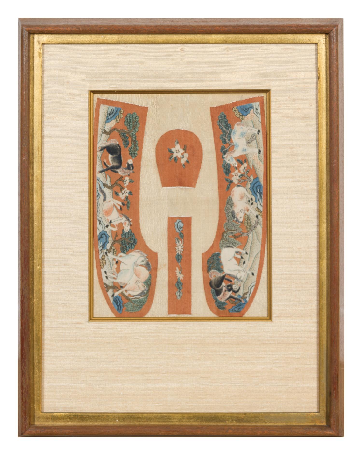 A Pair of Framed Chinese Uncut Woman's Kesi Silk Shoes LATE 19TH CENTURY 9 1/2 x 7 1/4 inches. — LATE 19TH CENTURY