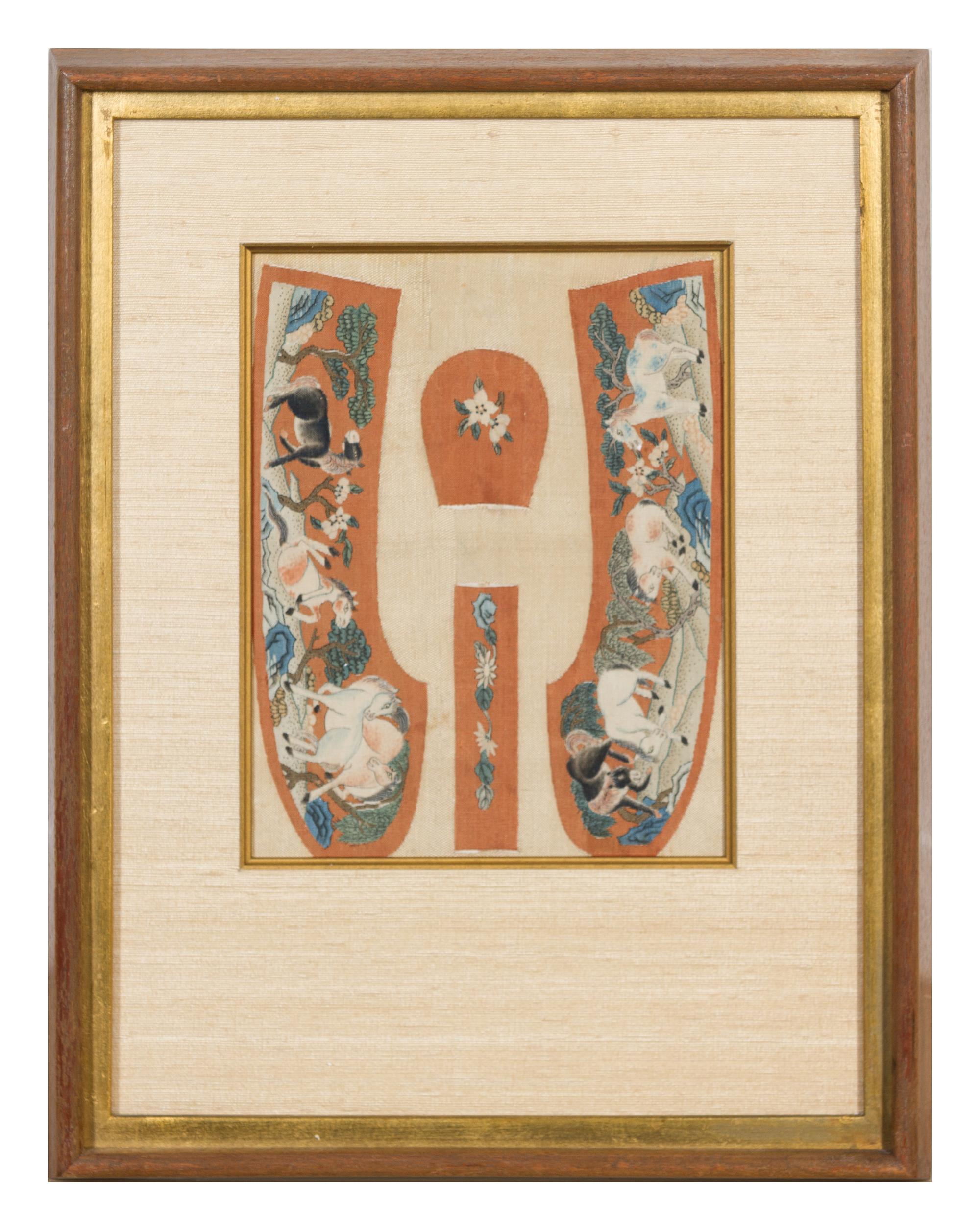 A Pair of Framed Chinese Uncut Woman's Kesi Silk Shoes LATE 19TH CENTURY 9 1/2 x 7 1/4 inches. — LATE 19TH CENTURY