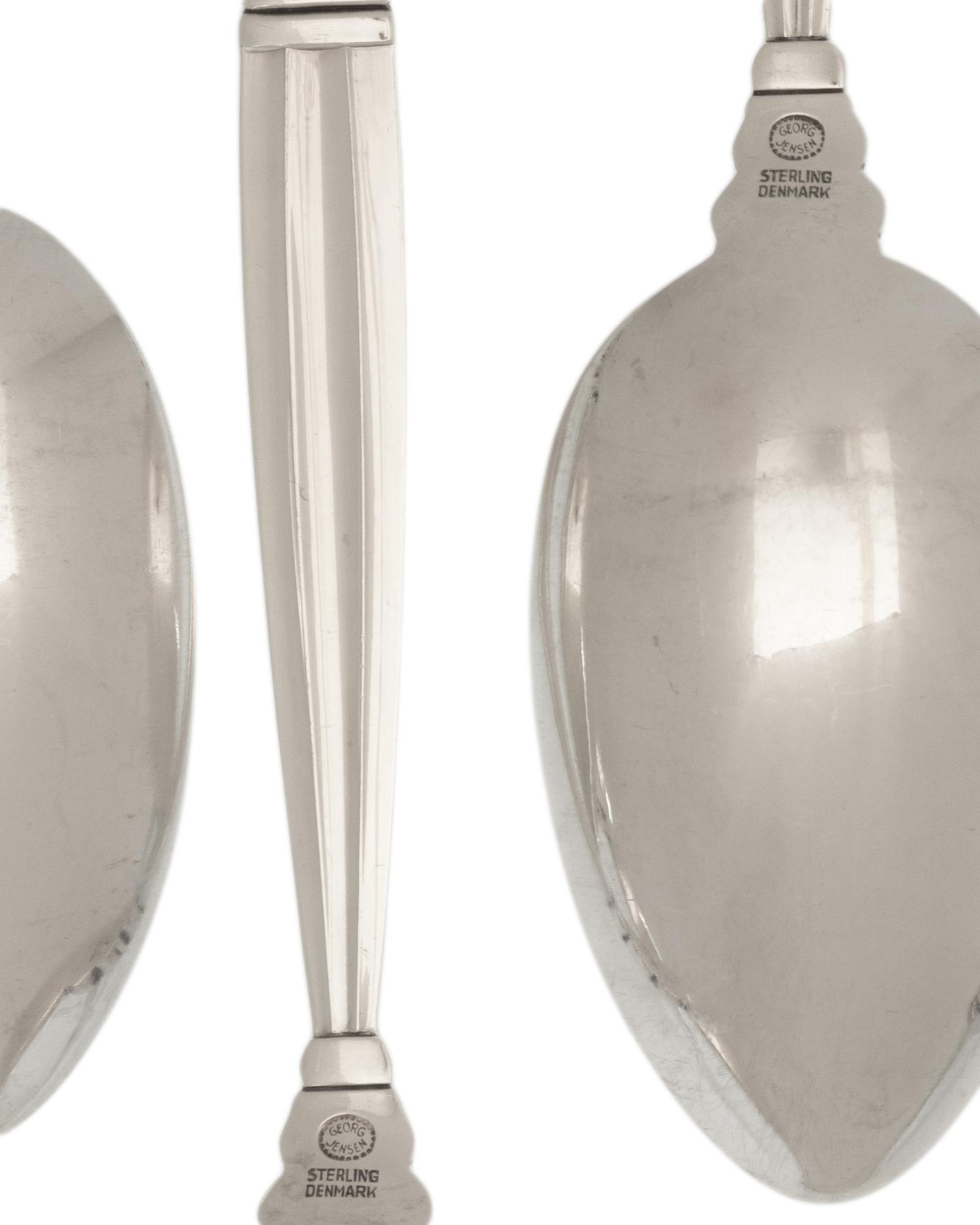 A Set of Eighteen Georg Jensen Acorn Silver Flatware Articles