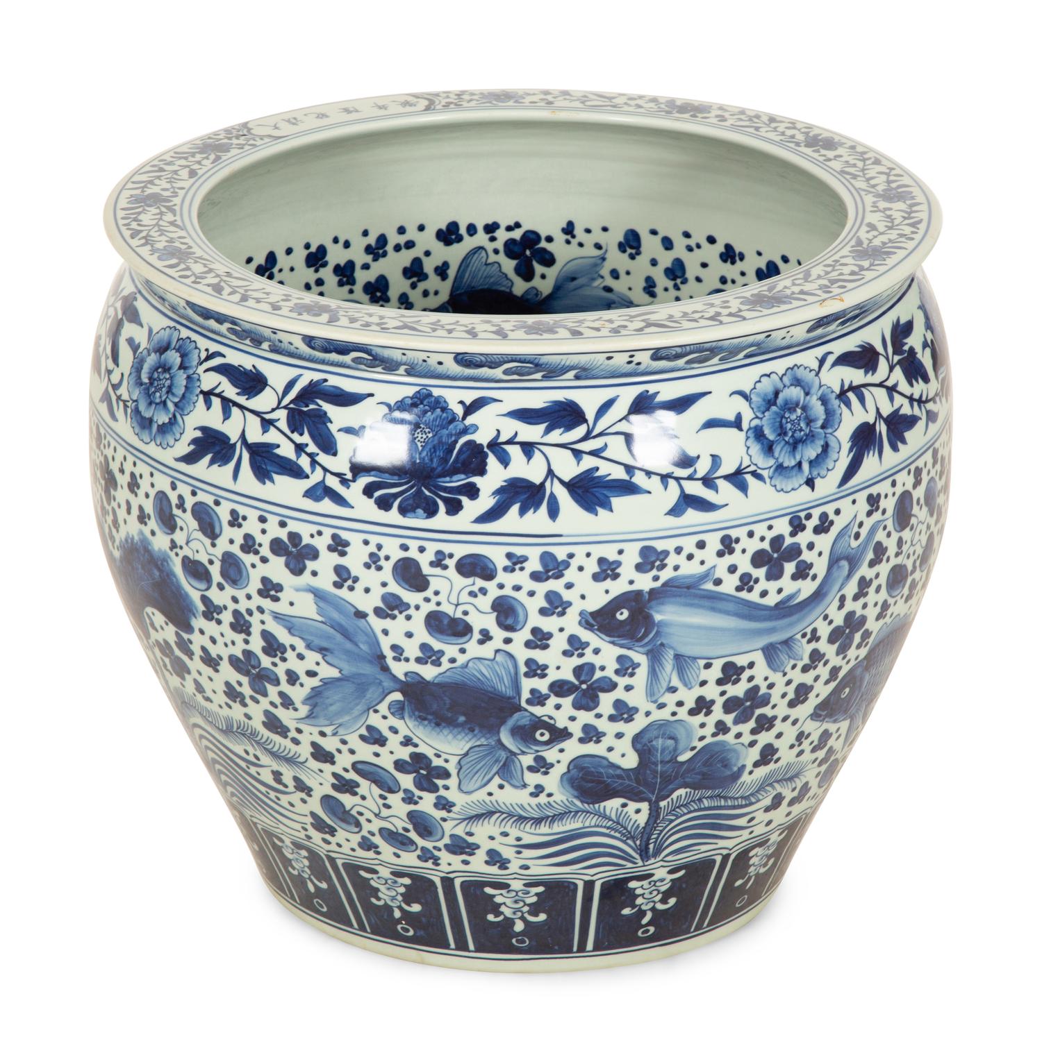A Chinese Blue and White Porcelain Jardiniere