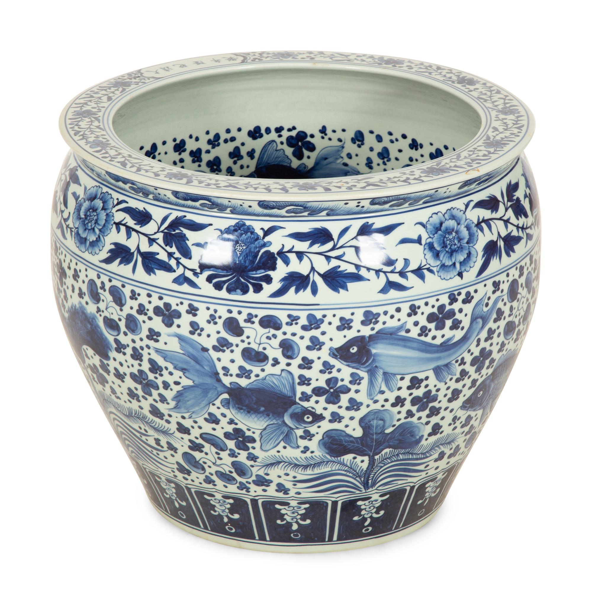 A Chinese Blue and White Porcelain Jardiniere