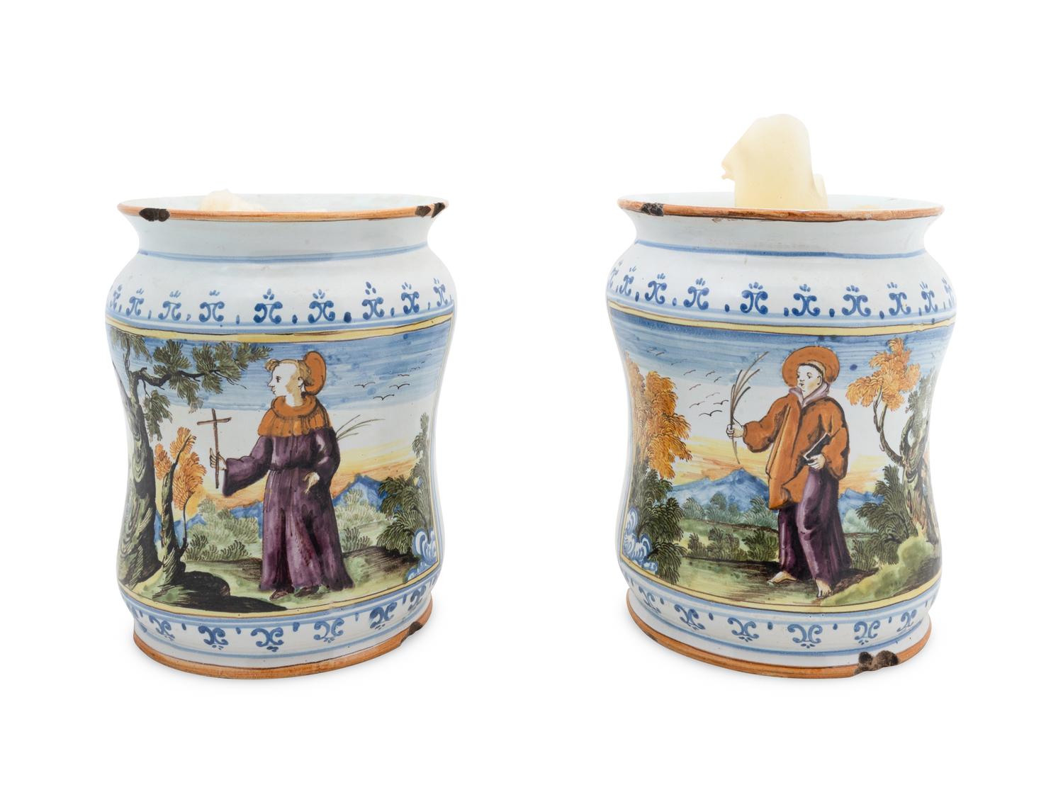 A Pair of Italian Faience Jars