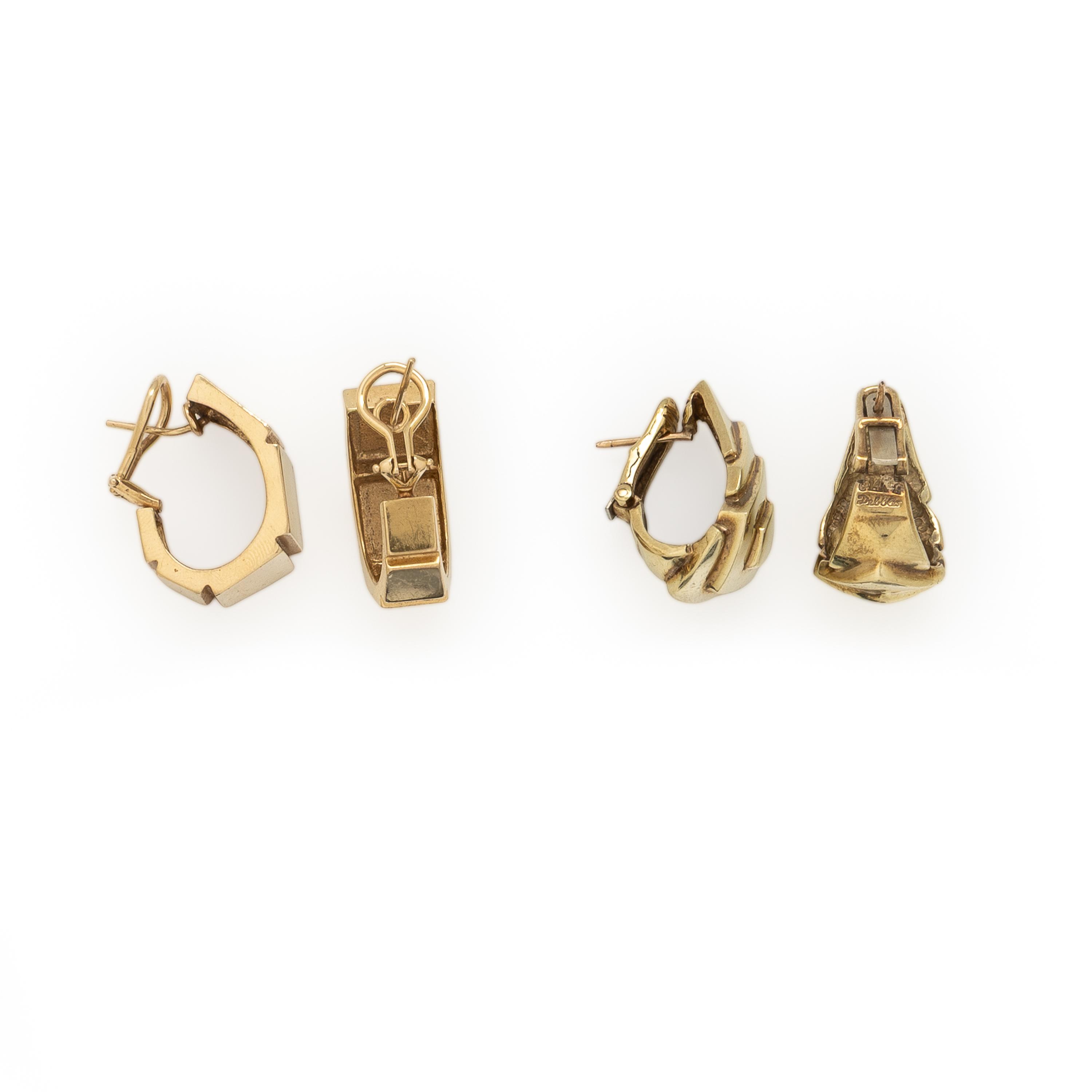 Two Pairs of Yellow Gold Earrings With Interchangeable Drops