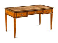 A Directoire Gilt Bronze Mounted Kingwood and Bois Satiné Bureau Plat