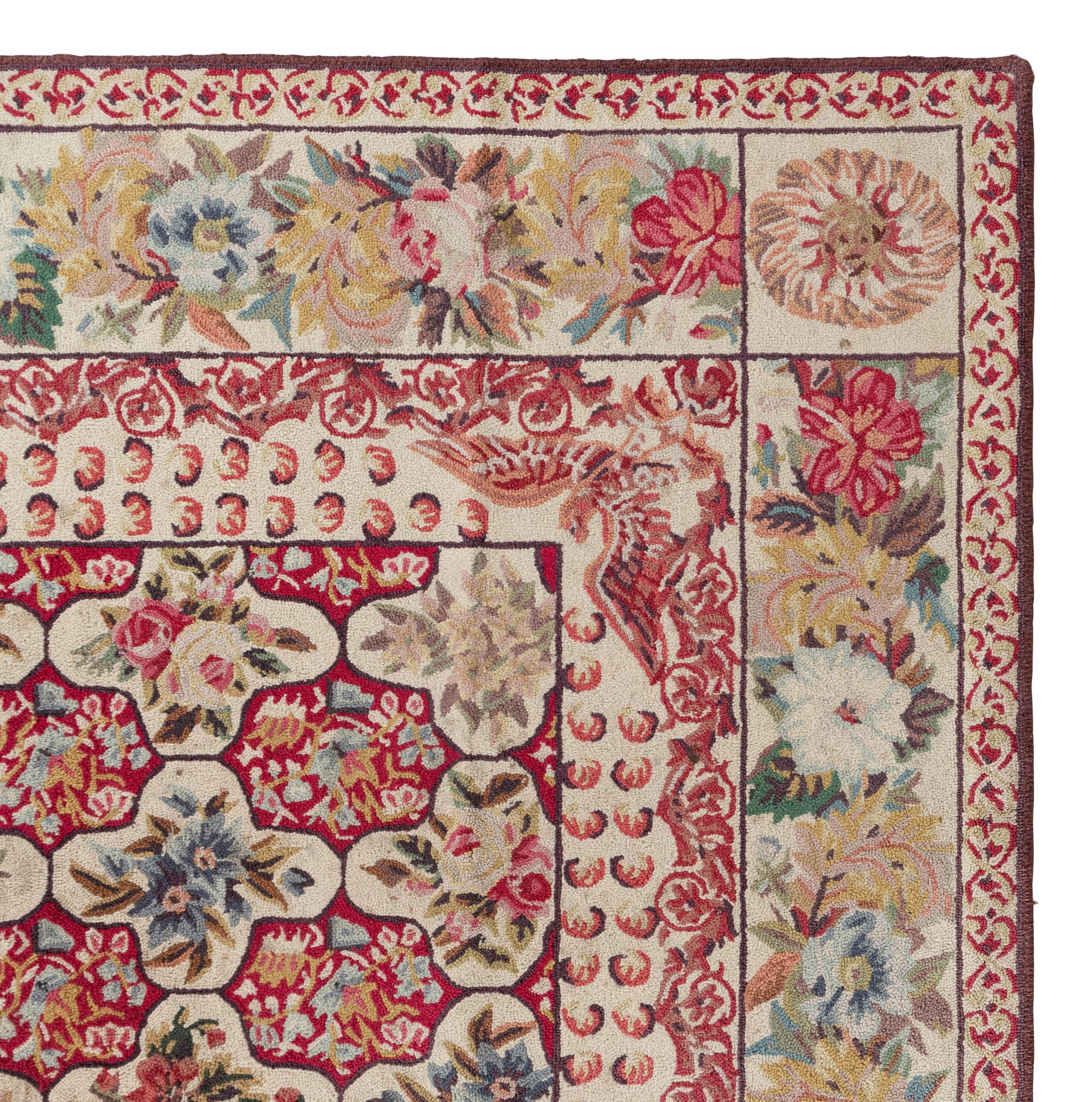 A Floral Pattern Hooked Rug