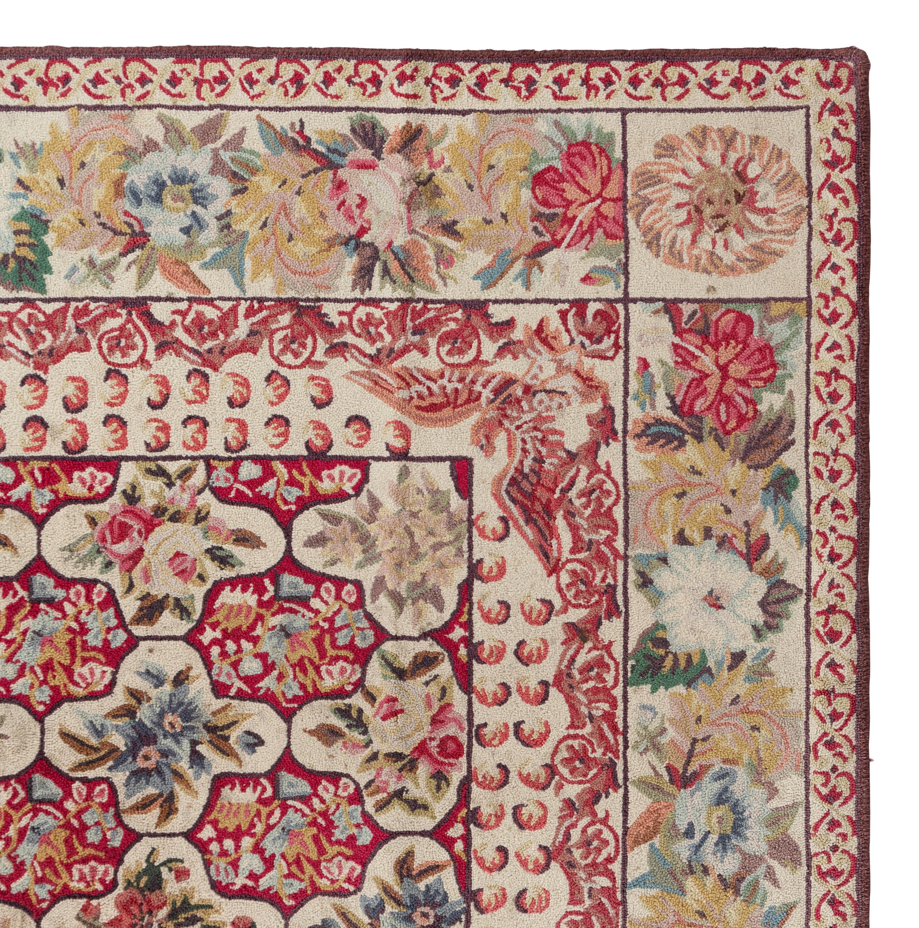 A Floral Pattern Hooked Rug
