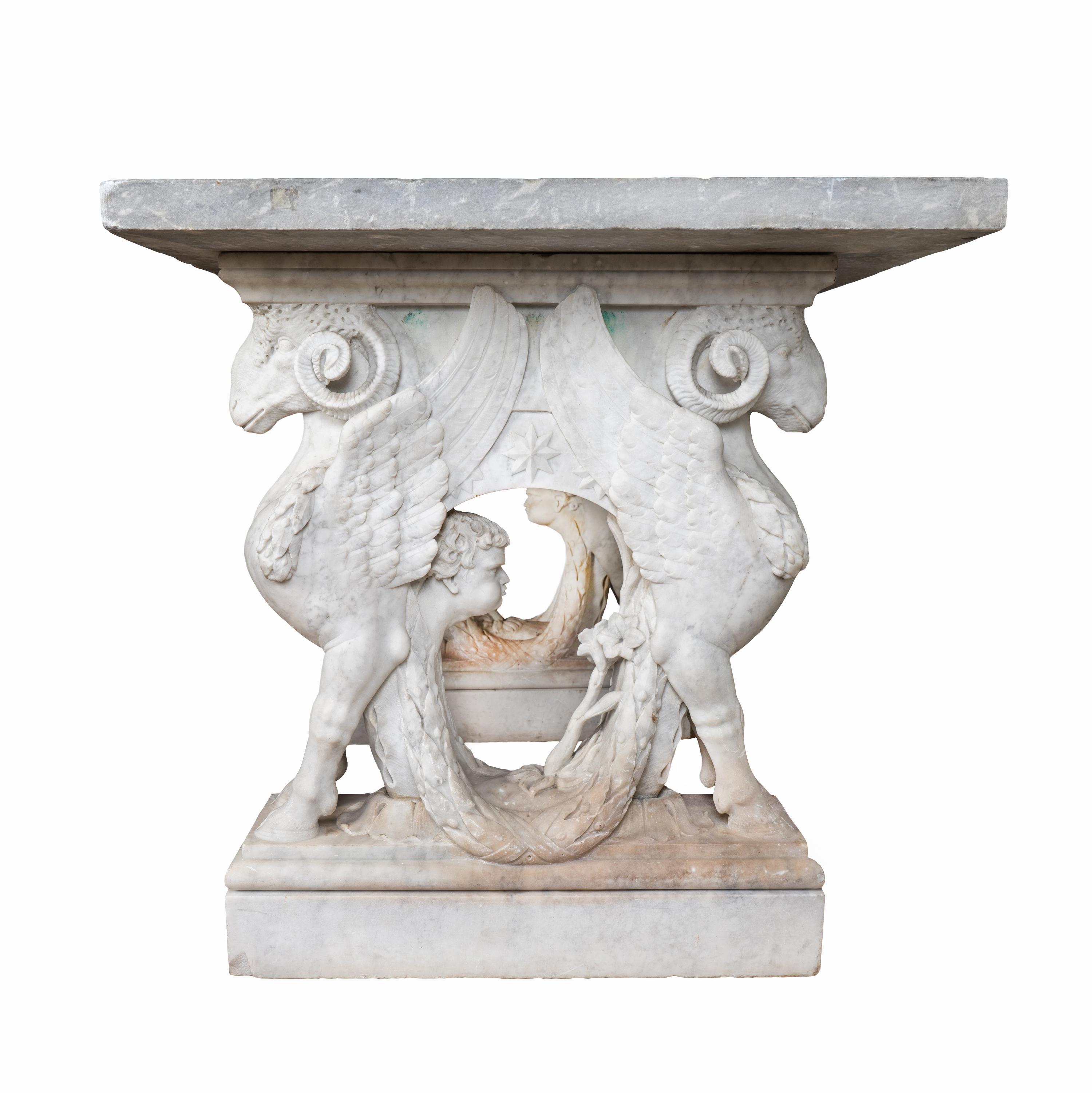An Italian Carved Marble Table — IN THE MANNER OF FRANCESCO ANTONIO FRANZONI, 18TH/19TH CENTURY
