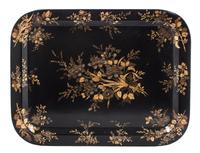 A Victorian Ebonized Tole Tray Length 26 x width 20 1/4 inches. — 19TH CENTURY