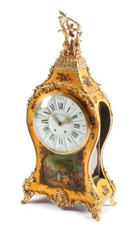 A Regence Style Vernis Martin Decorated Bracket Clock Height 33 inches. — PLANCHON, LATE 19TH/EARLY 20TH CENTURY
