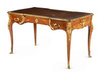 A Louis XV Style Gilt Bronze Mounted Parquetry Bureau Plat