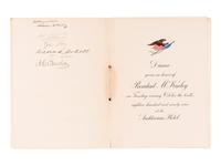 McKINLEY, WILIAM (1843-1901). Signed menu from a dinner given in honor of President McKinley by the Commercial Club of Chicago on October 10, 1899, at the Auditorium Hotel. [10 October 1899].