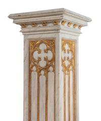 A Pair of French Gothic Revival Painted and Parcel Gilt Pedestals