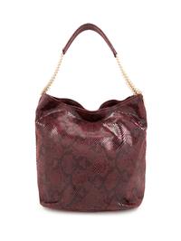 A Stella McCartney Plum Faux Python Falabella Tote, 11.5" H x 13.5" W x 6" D; Strap drop: 10".