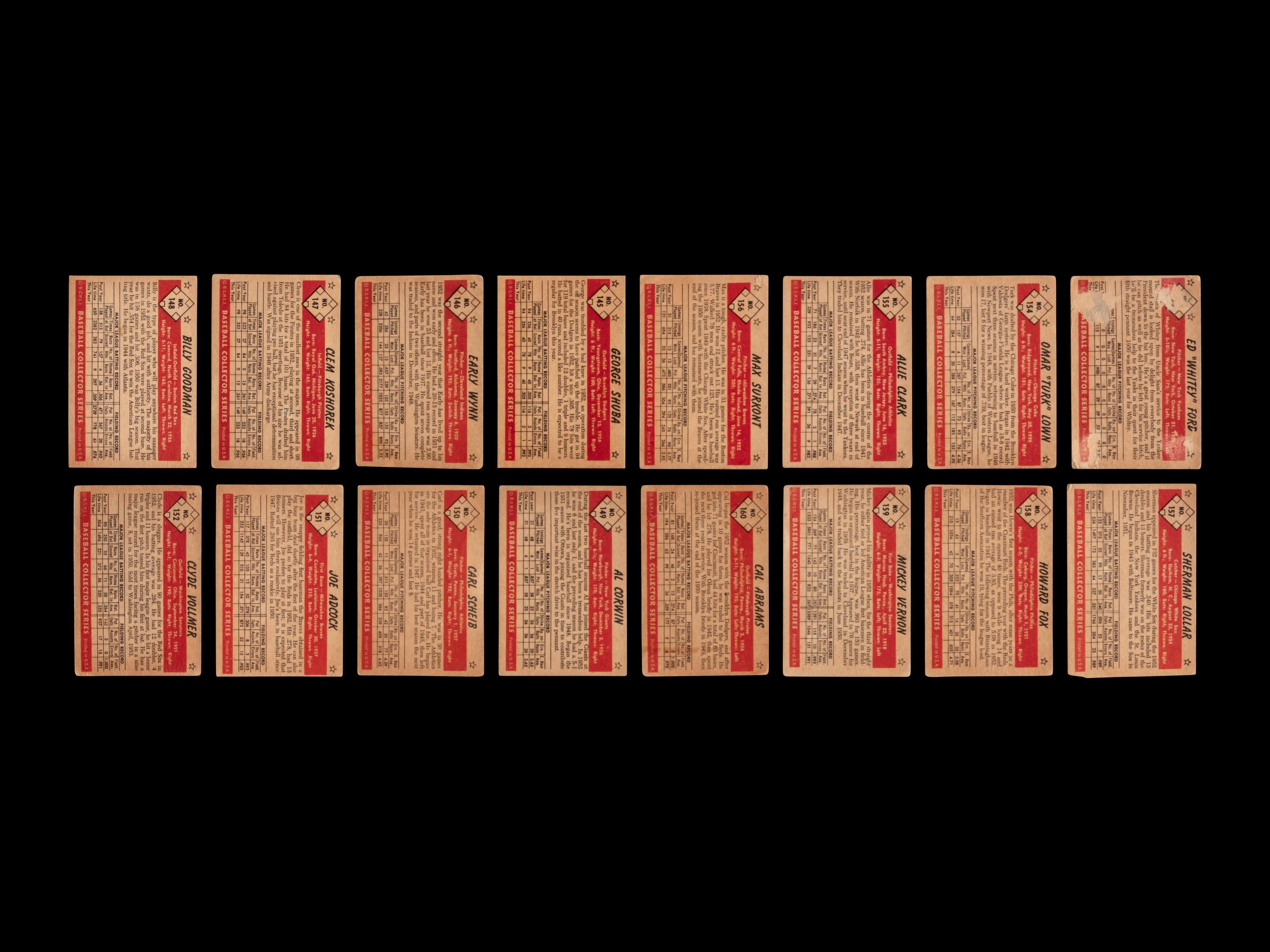 A Near Set of 1953 Bowman Color Baseball Cards (158/160)