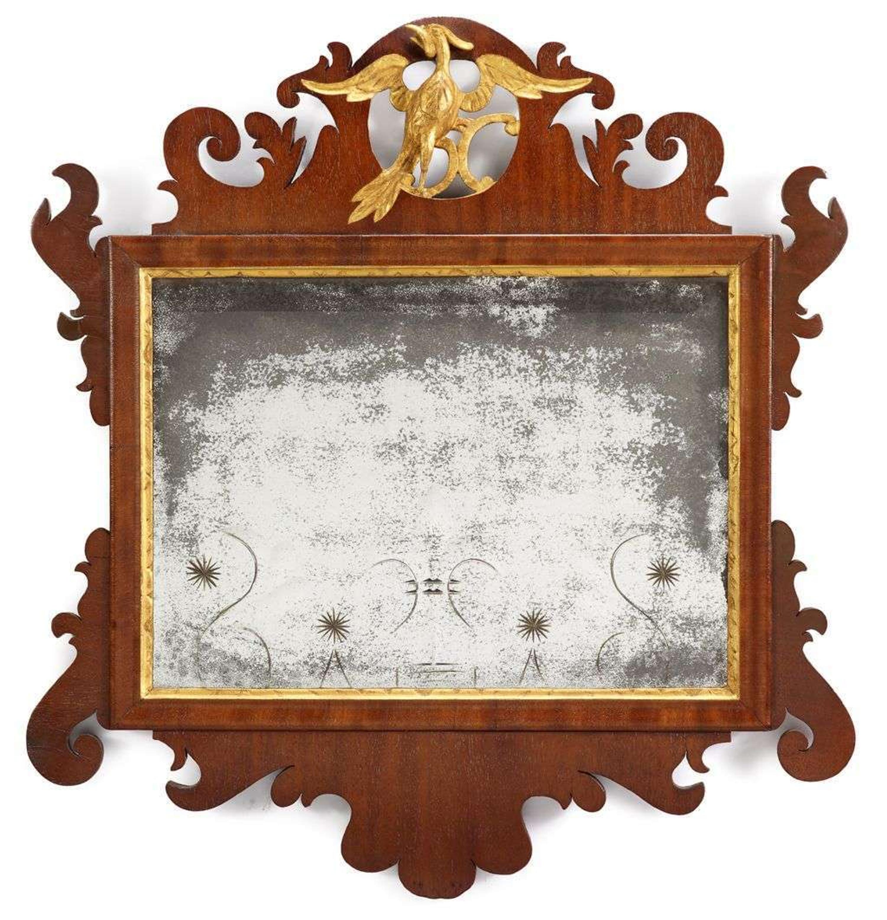 Chippendale mahogany and giltwood looking glass 18th century