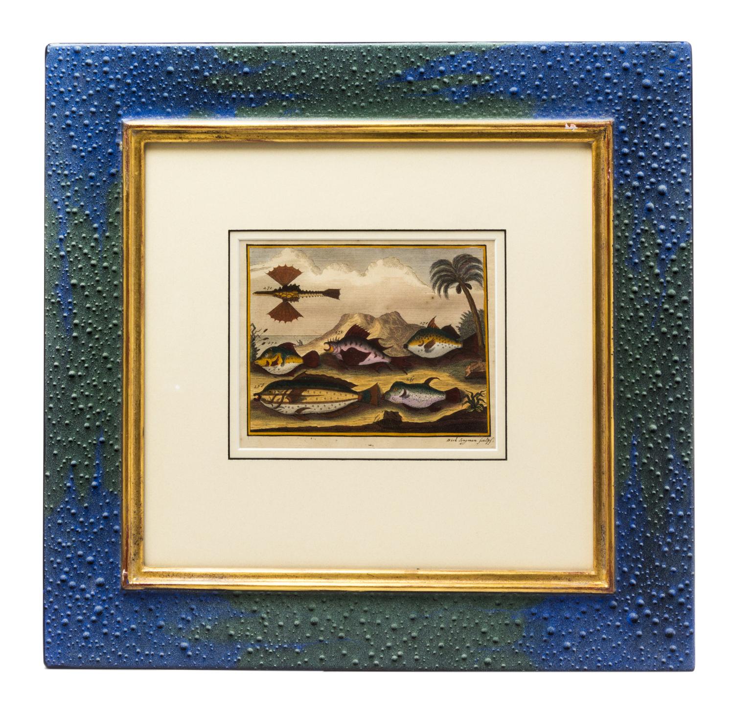After Dirk Longman, (19th century), Fish in Tropical Landscapes (four works)