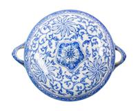 Two Japanese Export Blue and White Porcelain Tripod Covered Vessel
