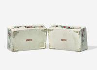 A Pair of Chinese Famille Rose Decorated 'Peaches' Rectangular Jardinieres