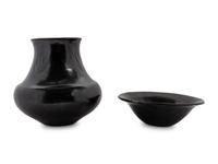 A Pair of Santa Clara Pueblo Blackware Pottery Items