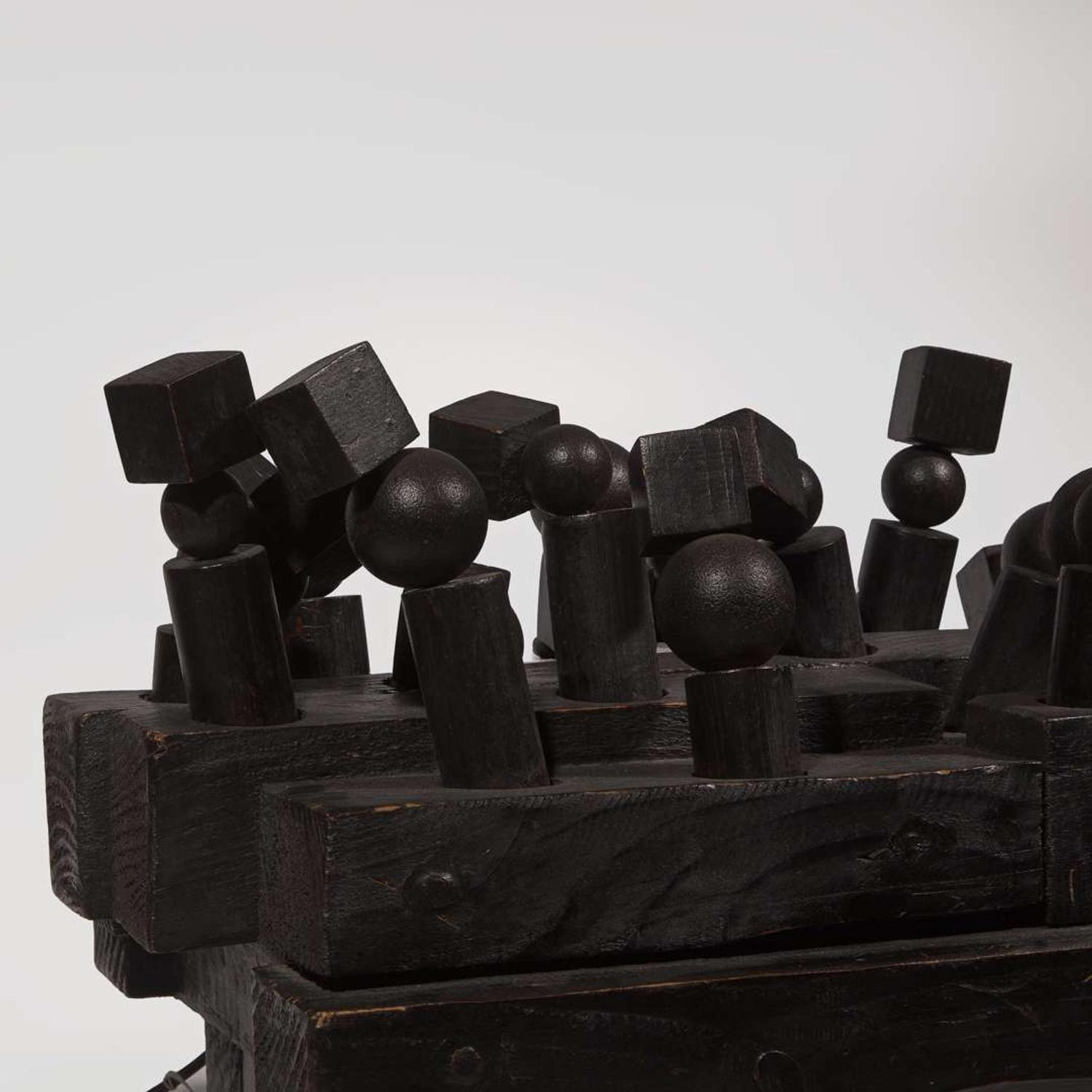 Pol Bury (Belgian, 1922-2005) 15 Cylinders, 16 Cubes and 18 Vertical Balls