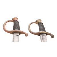 Two US Model 1840 Artillery Sabers with Scabbards, 1st and 2nd Patterns