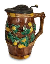 An English Majolica Compote and a Minton Majolica Pitcher and Lidded Jug — 19th Century