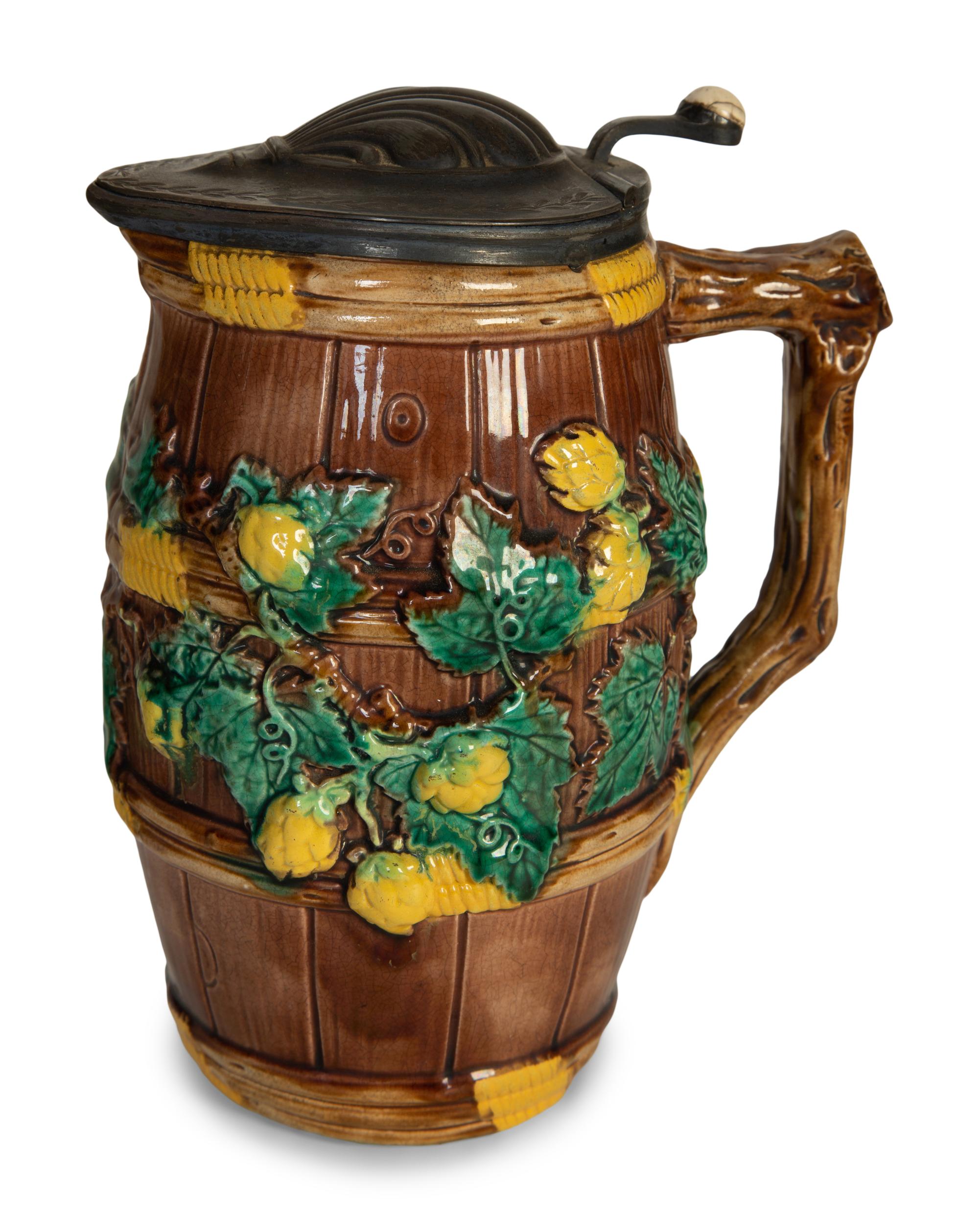 An English Majolica Compote and a Minton Majolica Pitcher and Lidded Jug — 19th Century