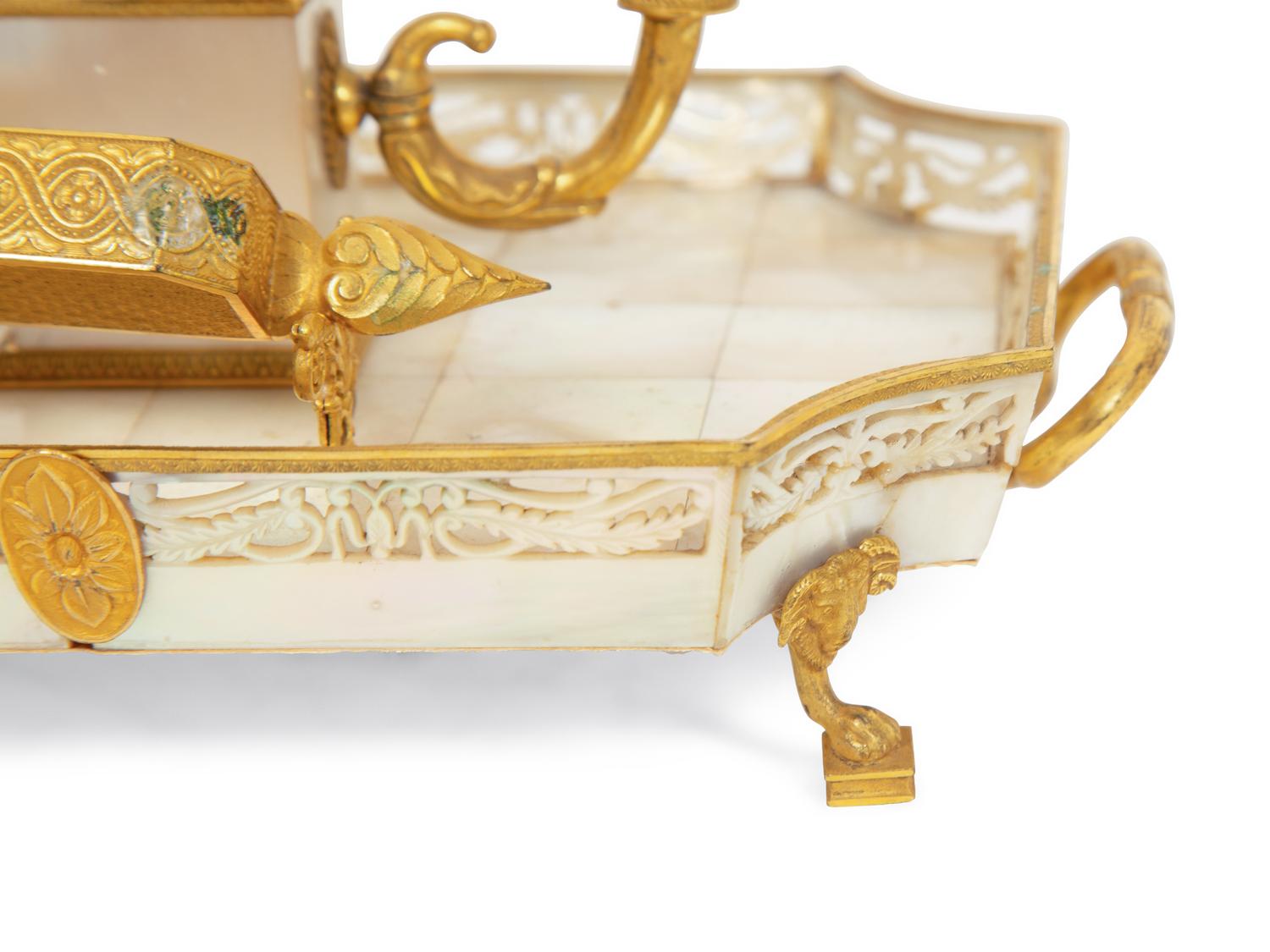 A Palais Royal Gilt Bronze, Shell and Mother-of-Pearl Candelabrum à Écran