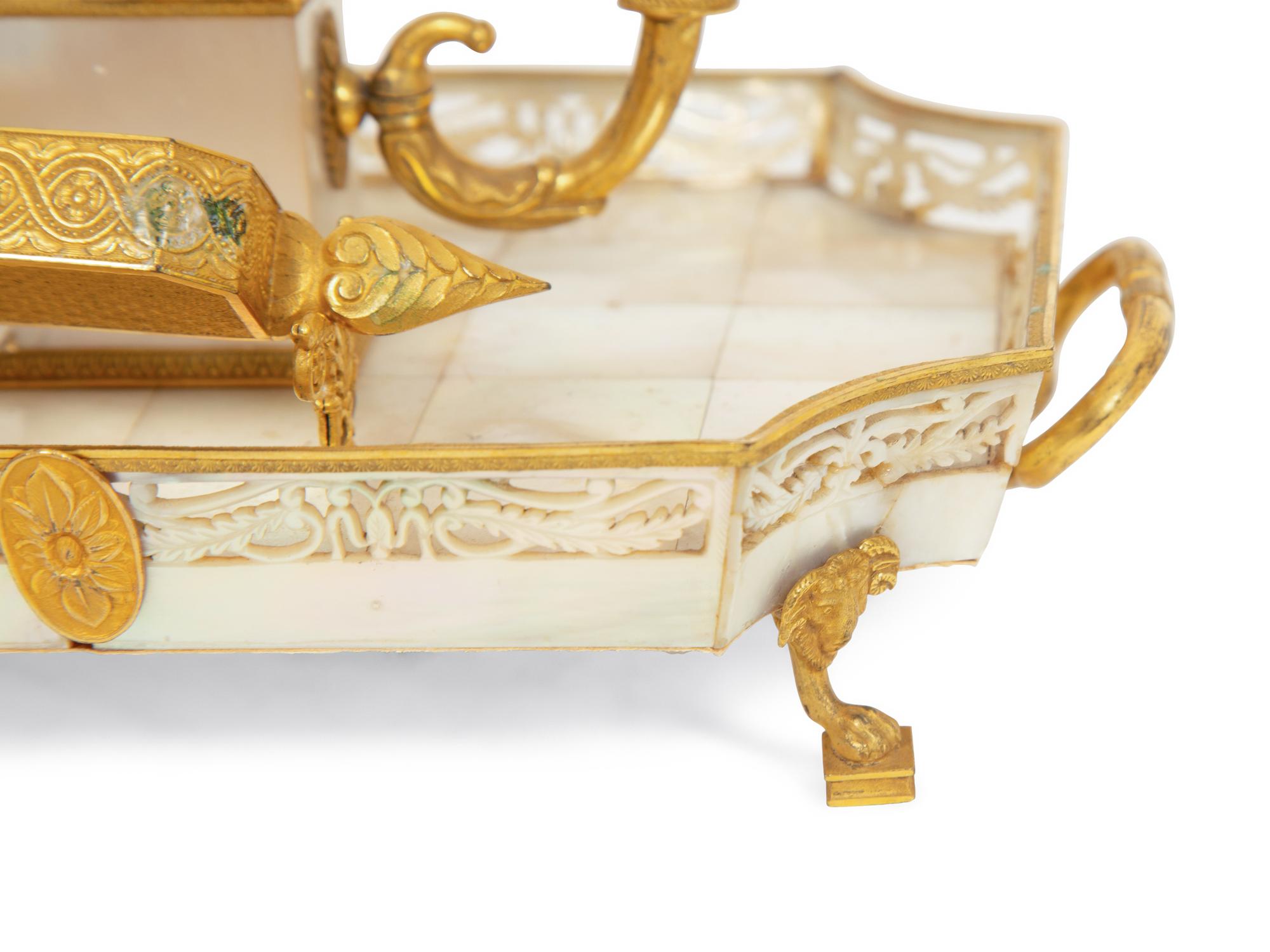 A Palais Royal Gilt Bronze, Shell and Mother-of-Pearl Candelabrum à Écran